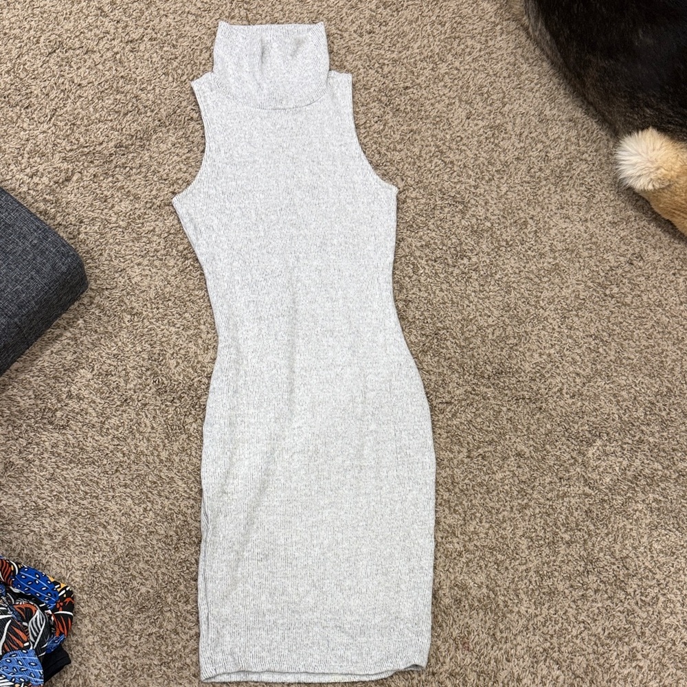 Windsor Light Gray Turtleneck Midi Dress